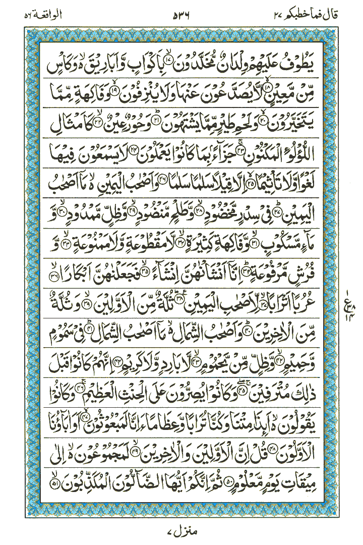 Surah Al-Waqiah - Quran Page
